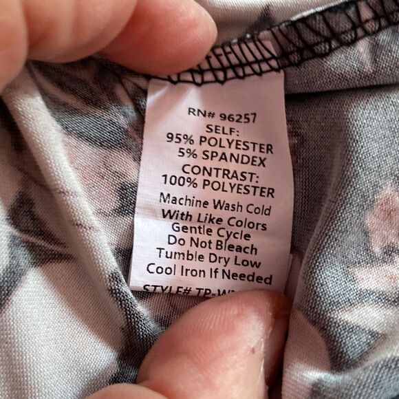 Per Seption Women's Sheer Ruffle Blouse Black Pink Floral Short Sleeve 2XL - Picture 5 of 5